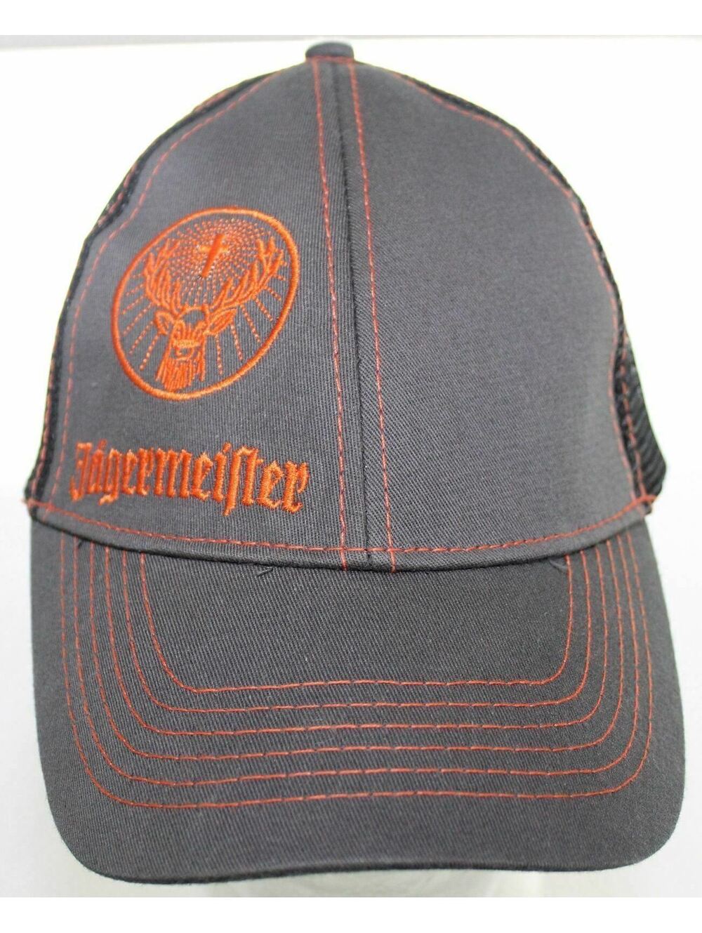 Jägermeister German herbal liqueur Trucker Hat Gray Black Orange Snapback Cap
